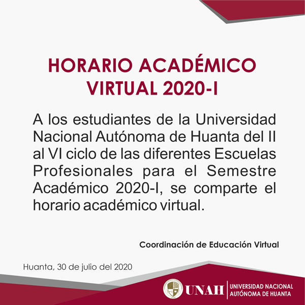HORARIO ACADÉMICO VIRTUAL 2020-I