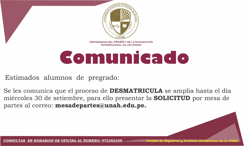 AMPLIACIÓN DE DESMATRÍCULA