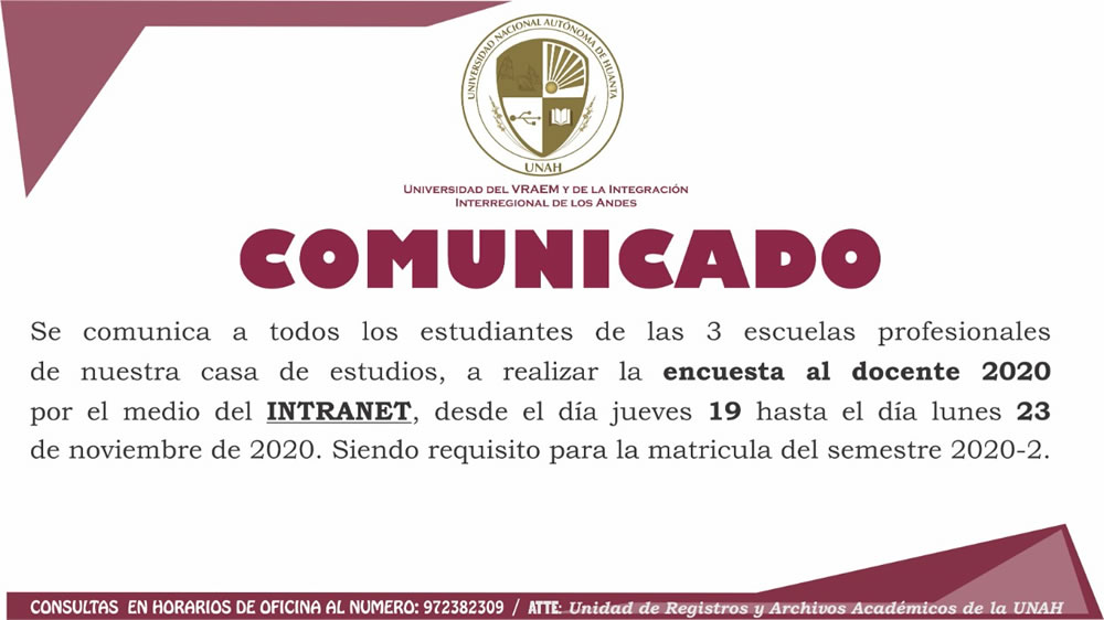 Encuesta al docente 2020 por Intranet