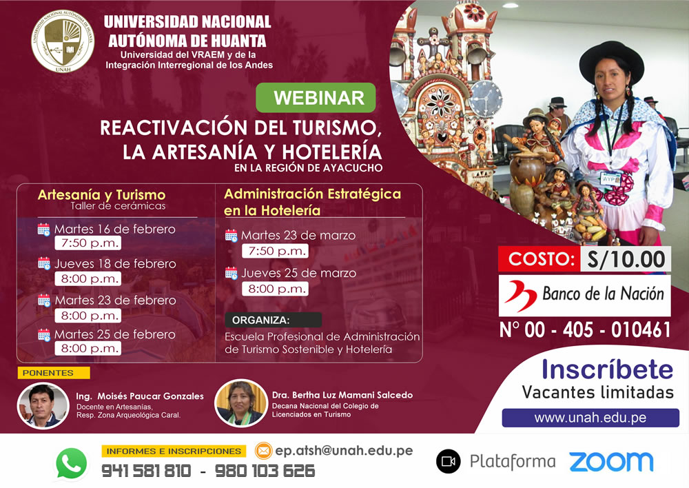 WEBINAR: REACTIVACIÓN DEL TURISMO, LA ARTESANÍA Y HOTELERÍA