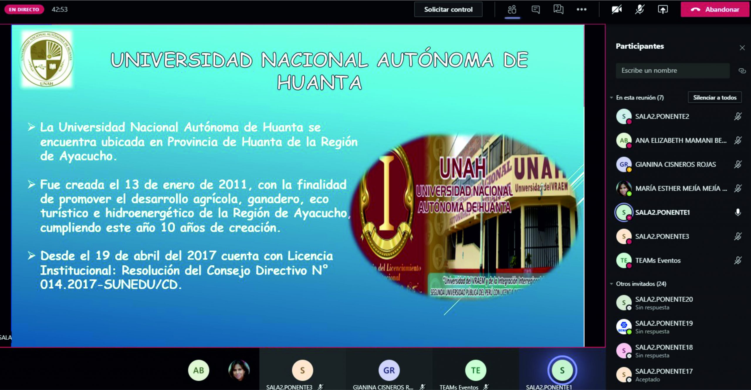 UNAH PARTICIPÓ EN FERIA VIRTUAL INFORMATIVA DE UNIVERSIDADES E INSTITUTOS ELEGIBLES EN EL MARCO DEL CONCURSO DE BECA 18