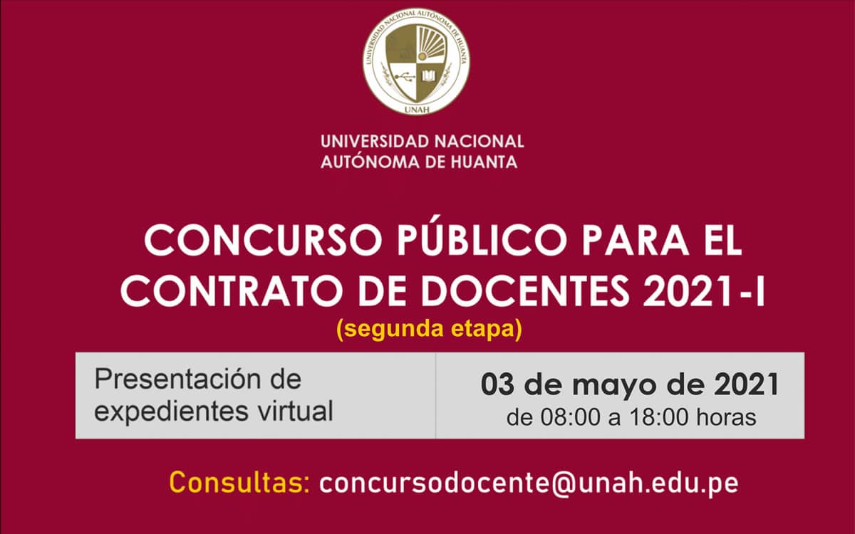 CONCURSO PÚBLICO PARA EL CONTRATO DE DOCENTES 2021-I (Segunda Etapa)