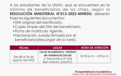 NOMINA DE BENEFICIARIOS DE LOS CHIPS SEGUN LA R. M. Nº 013-2022-MINEDU