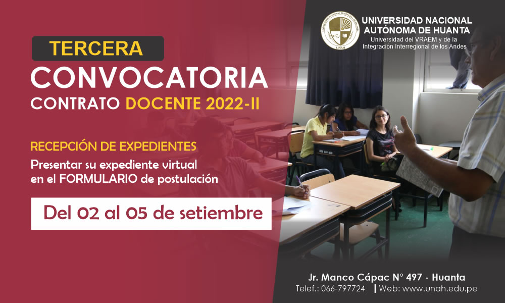 TERCERA CONVOCATORIA PARA EL CONTRATO DE DOCENTES 2022-II