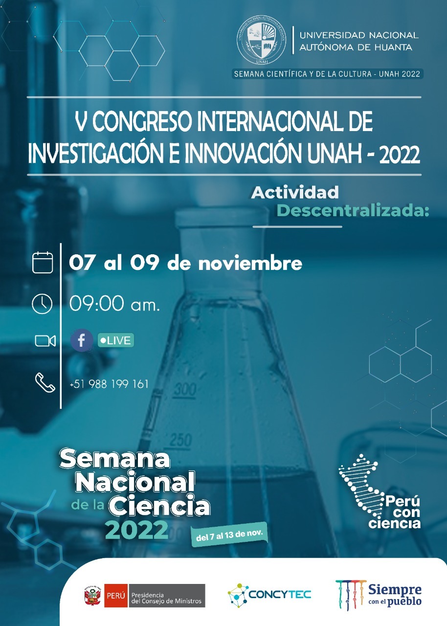 V CONGRESO INTERNACIONAL DE INVESTIGACIÓN E INNOVACIÓN UNAH – 2022