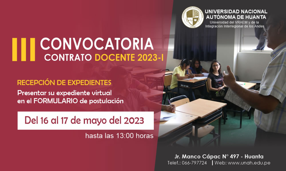 TERCER CONCURSO PÚBLICO PARA EL CONTRATO DE DOCENTES 2023-I y 2023-II